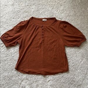 Women's Puff Sleeve Rust Colored Blouse Top